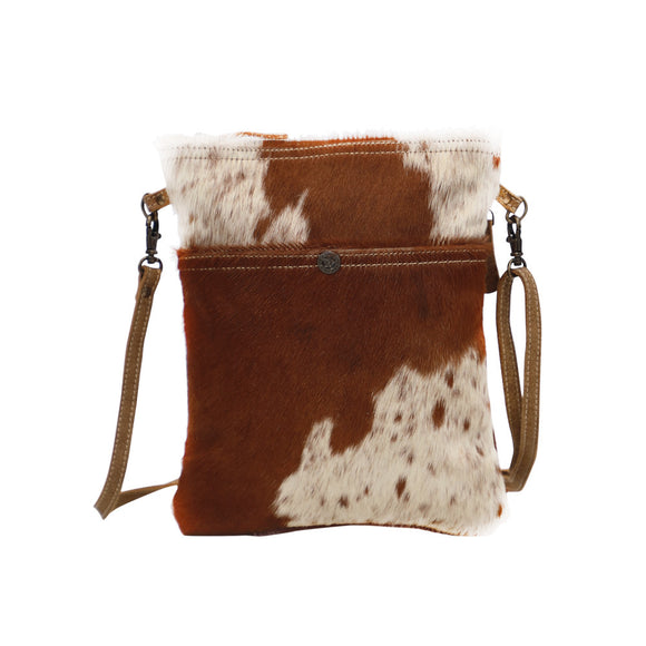White & Cocoa Hairon Crossbody Bag